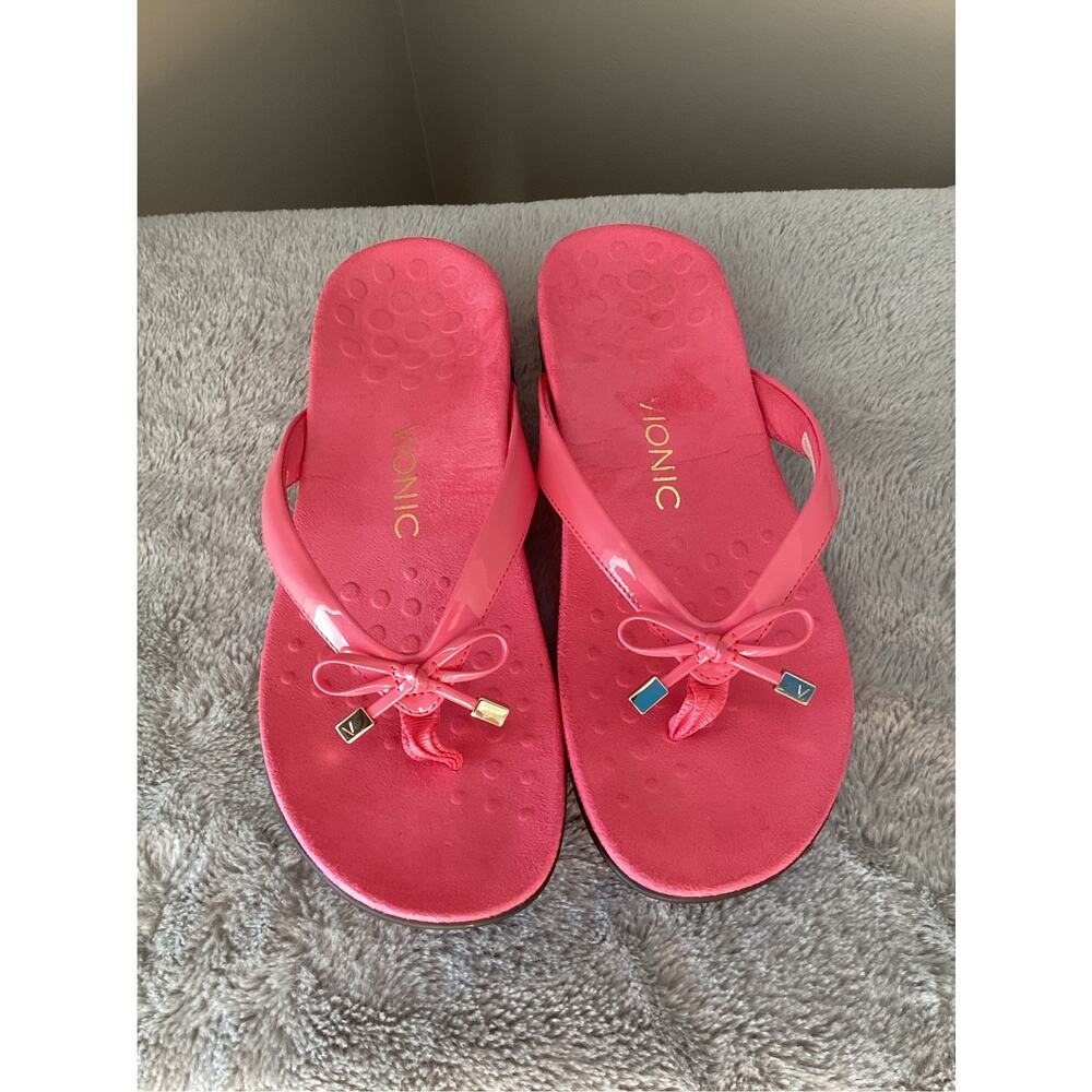 vionic bella pink flip flop bow sandals thong womens sandals size 8 - Picture 3 of 9